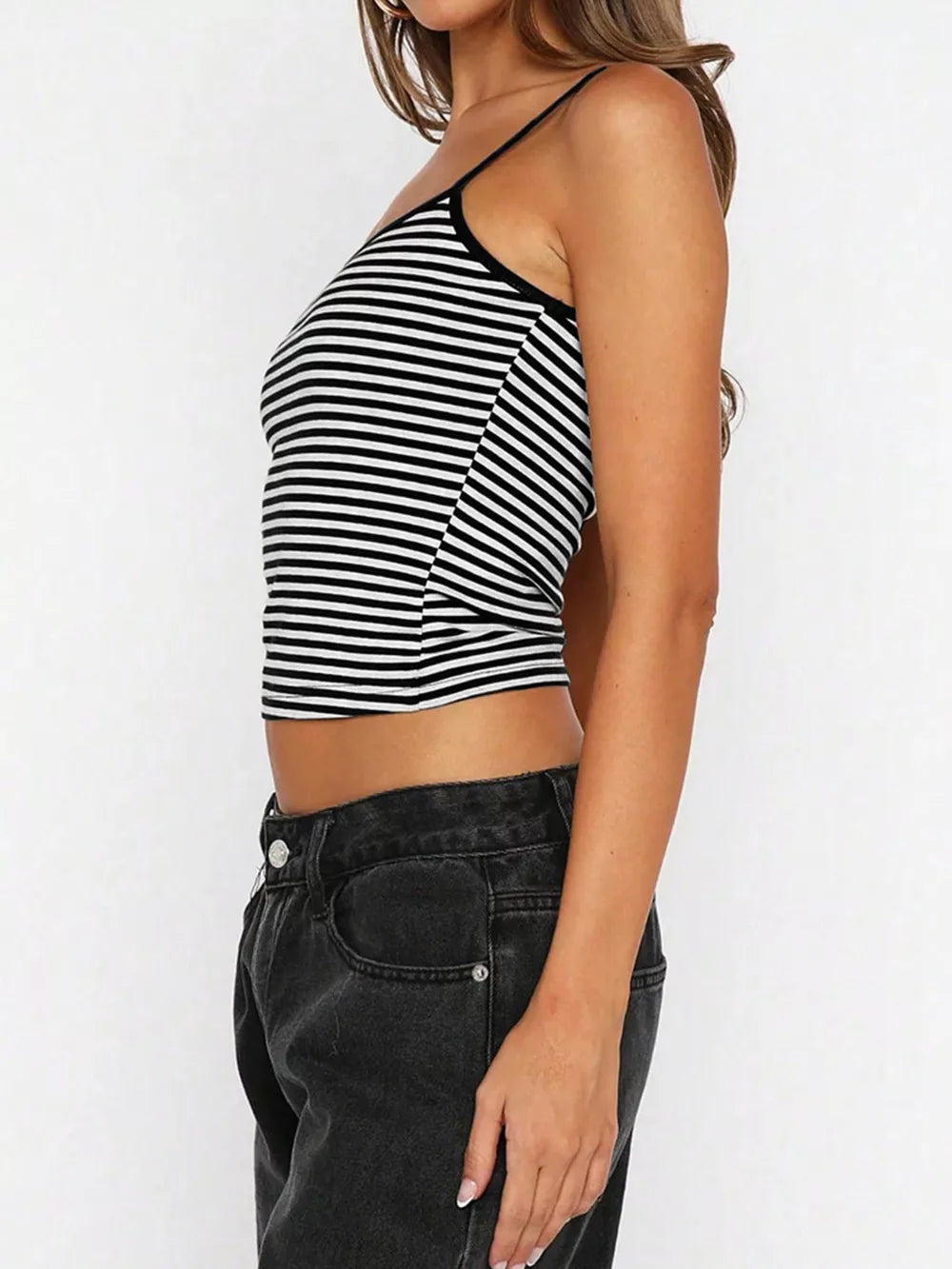 Striped Scoop Neck Cami, model styling view