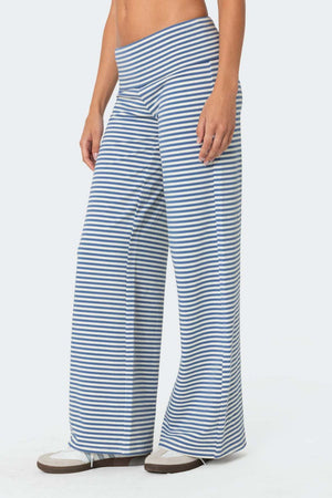Coastal Stripe Palazzo Pants in blue and white stripes, wide leg, high waist