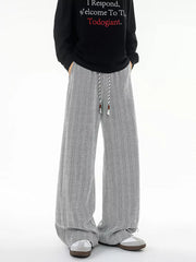 Premium Plus Size Textured Knit Sweatpants in black and white herringbone pattern with drawstring waist.