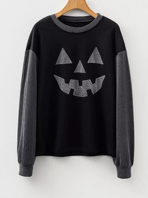 charcoal t-shirt featuring rhinestone embellishment and striped