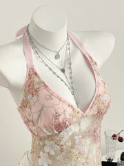 Sequin Halter Neck Cami, back view