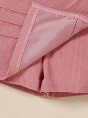 Toddler pink corduroy skort with pleated detail and smooth lining