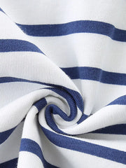 White and blue striped cotton polo shirt fabric detail