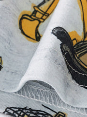 Toddler tee and shorts set with construction vehicle all-over print.