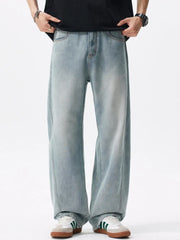 Men's Loose Fit Blue Jeans in Blue, front view