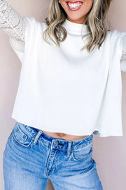 Solid Color Ribbed Knit Mock Neck Sweater, front view