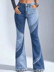 Asymmetrical Flare Jeans With Raw Hem