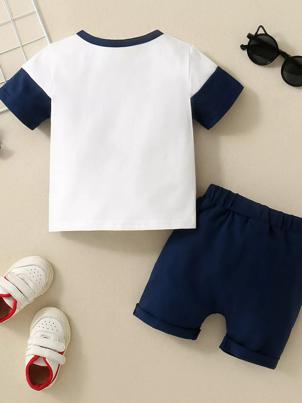 Children's Striped T-shirt And Shorts Set, back view