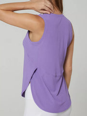 Ribbed Active Tank With Curved Hem