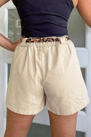 Chic Belted High-waisted Cotton Shorts