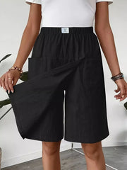 Elastic Waist Wrap Skort in Light Gray, product detail