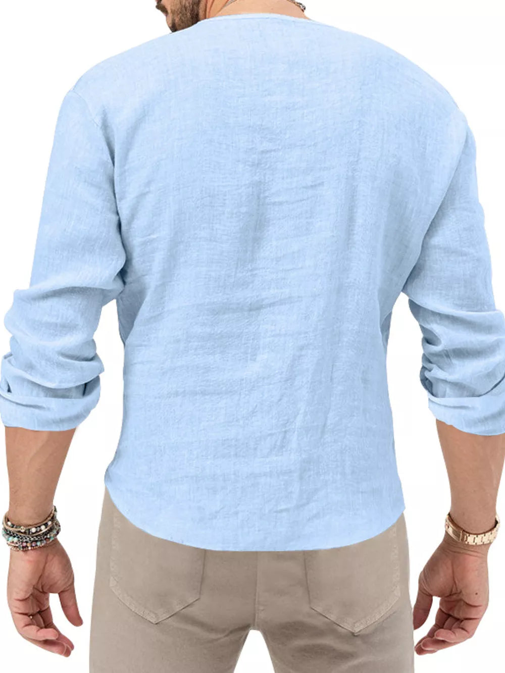 Men's Slim Fit Long Sleeve Blouse Plus Size in White, view 13