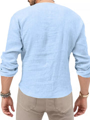 Men's Slim Fit Long Sleeve Blouse Plus Size in White, view 13