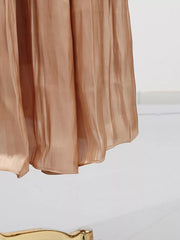Halter Neck Ruched Maxi Dress in Champagne, view 12
