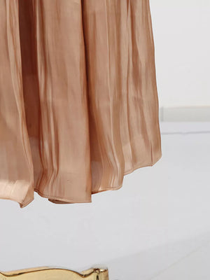 Halter Neck Ruched Maxi Dress in Champagne, view 12
