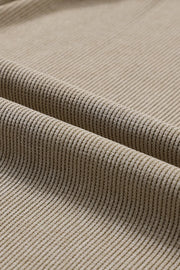 Textured ribbed camel sweatshirt fabric detail