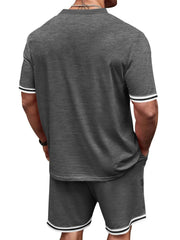 Casual Striped Tee And Shorts Ensemble