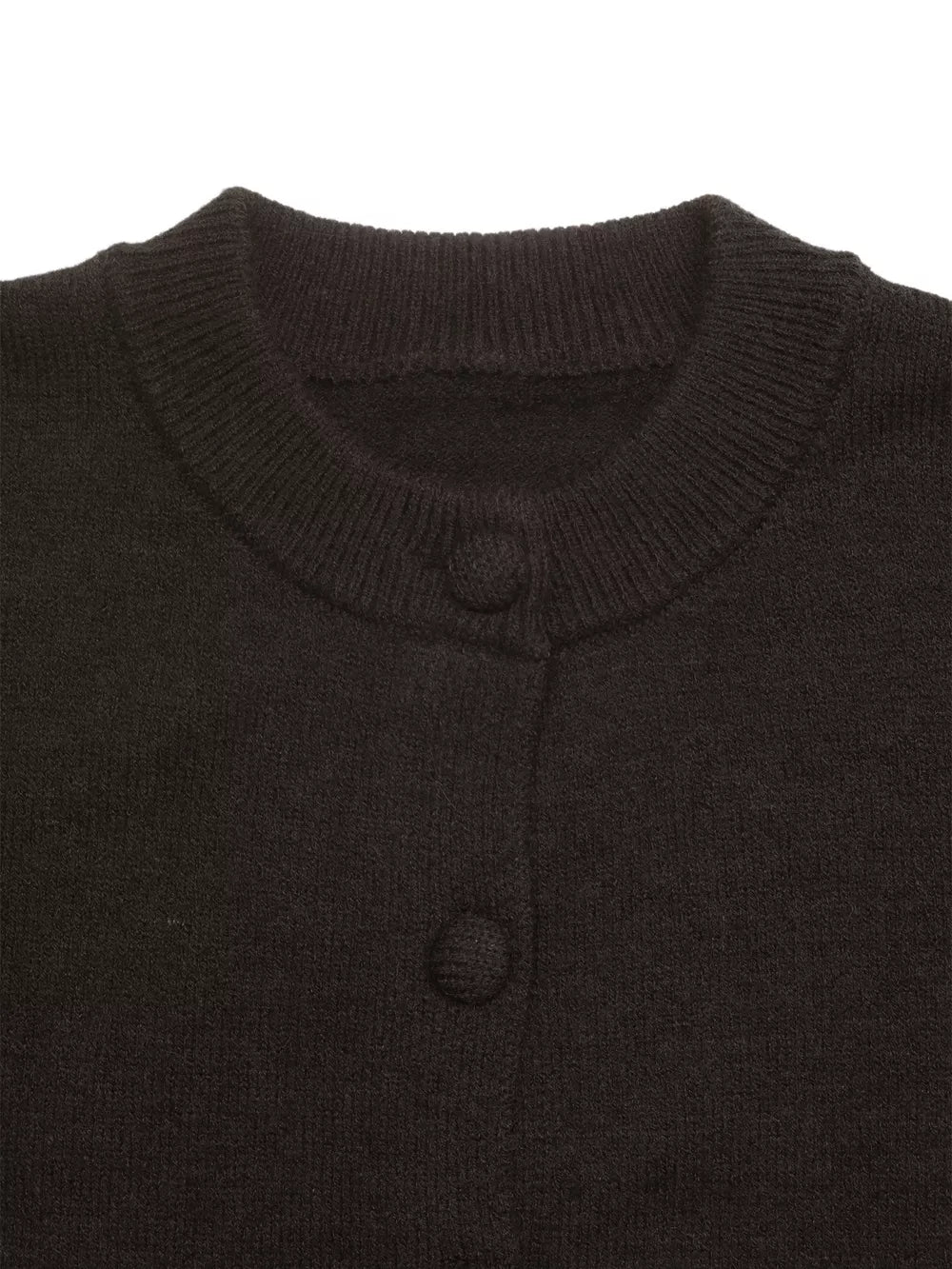 Crew Neck Button-up Cardigan in Brown, fabric detail