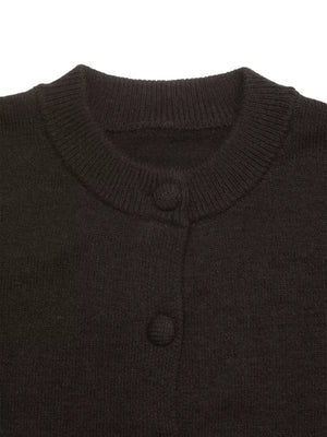 Crew Neck Button-up Cardigan in Brown, fabric detail