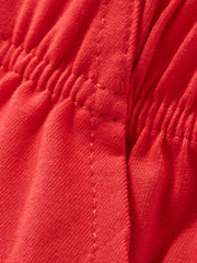 Red cotton toddler shorts with elastic waistband detail