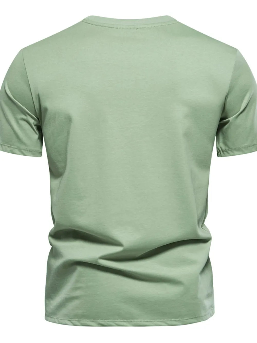 Embossed geometric tee in Gum Leaf green, short sleeve, crew neck, casual basic style.