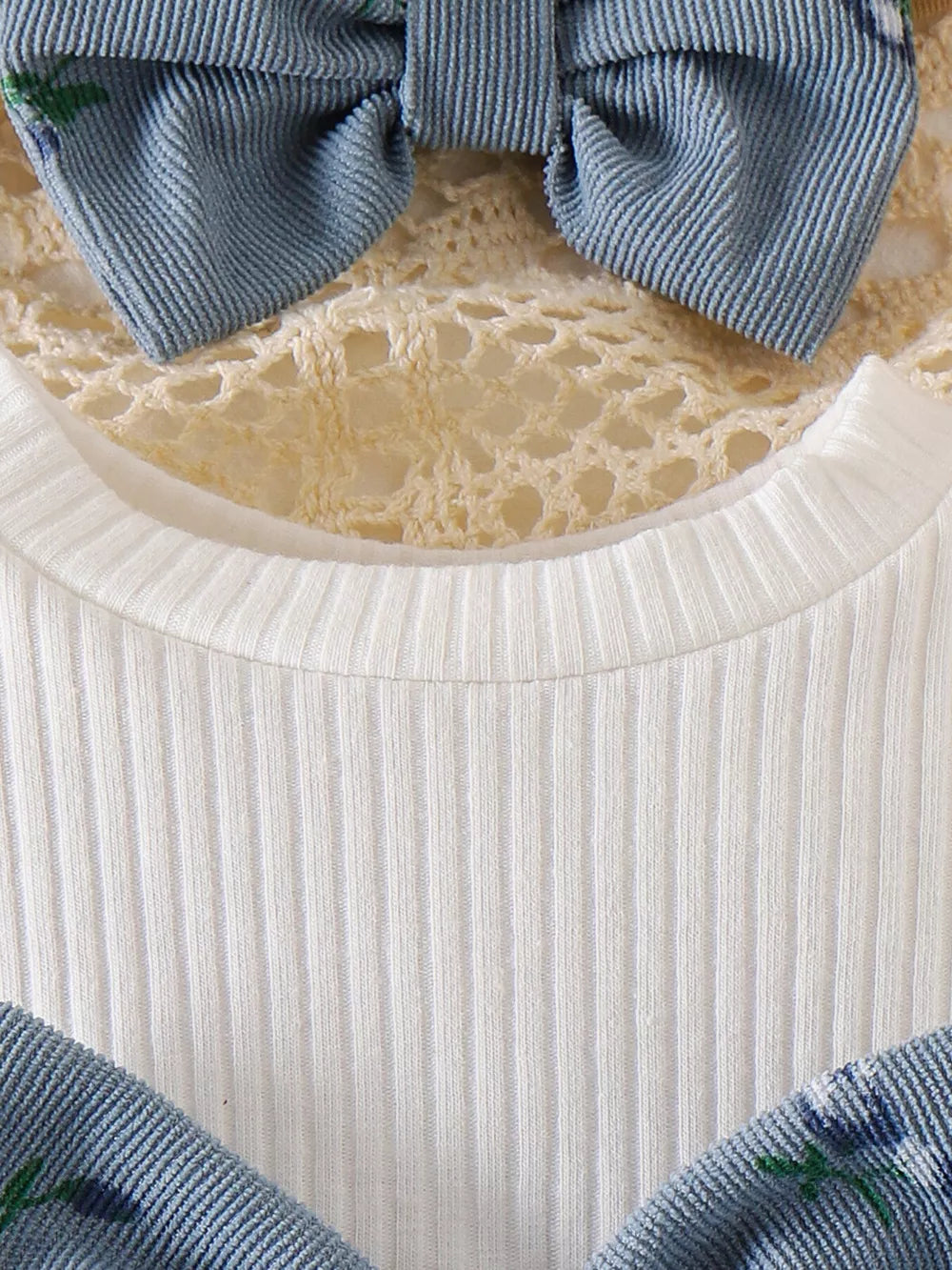 Children's Ribbed Knit Dress Set in Blue, fit detail