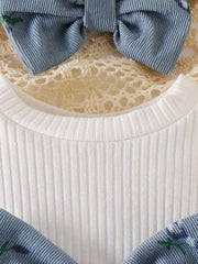 Children's Ribbed Knit Dress Set in Blue, fit detail
