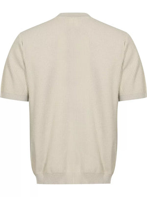 Men's Textured Knit Henley Top in Grey, side view