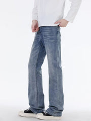Men's classic blue cotton jeans with a comfortable fit.