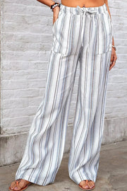 Full Size Striped Wide-leg Pants Plus Size in Dusty Pink, fabric detail