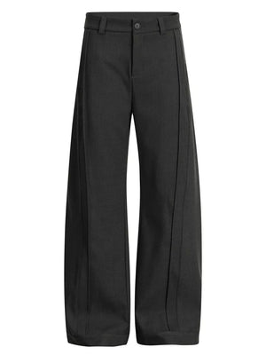 Men's Wide-legged Pleated Pants in Grey, front view
