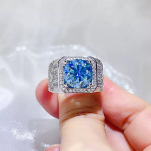 925 Sterling Silver Geometric Solitaire Moissanite Ring, front view