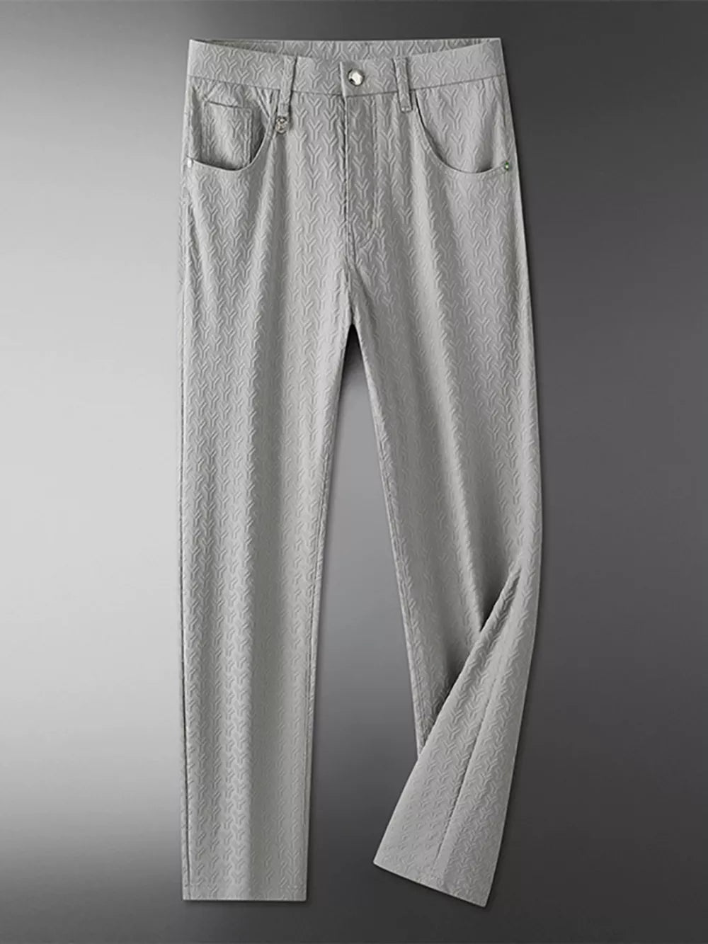 Men's Textured Straight-leg Pants in Grey, model styling view