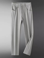 Men's Textured Straight-leg Pants in Grey, model styling view