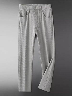 Men's Textured Straight-leg Pants in Grey, model styling view