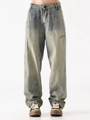 Vintage loose fit denim jeans in Air Force Blue with a faded wash and cargo pocket detail.