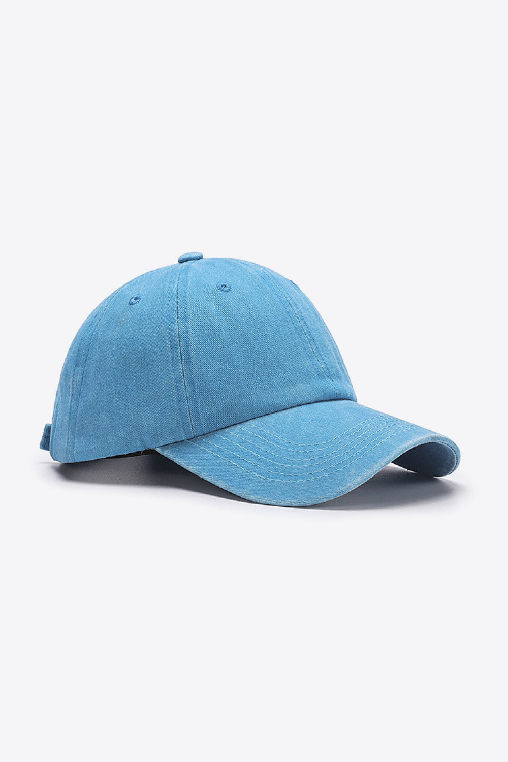 Sky blue washed cotton baseball cap with adjustable strap