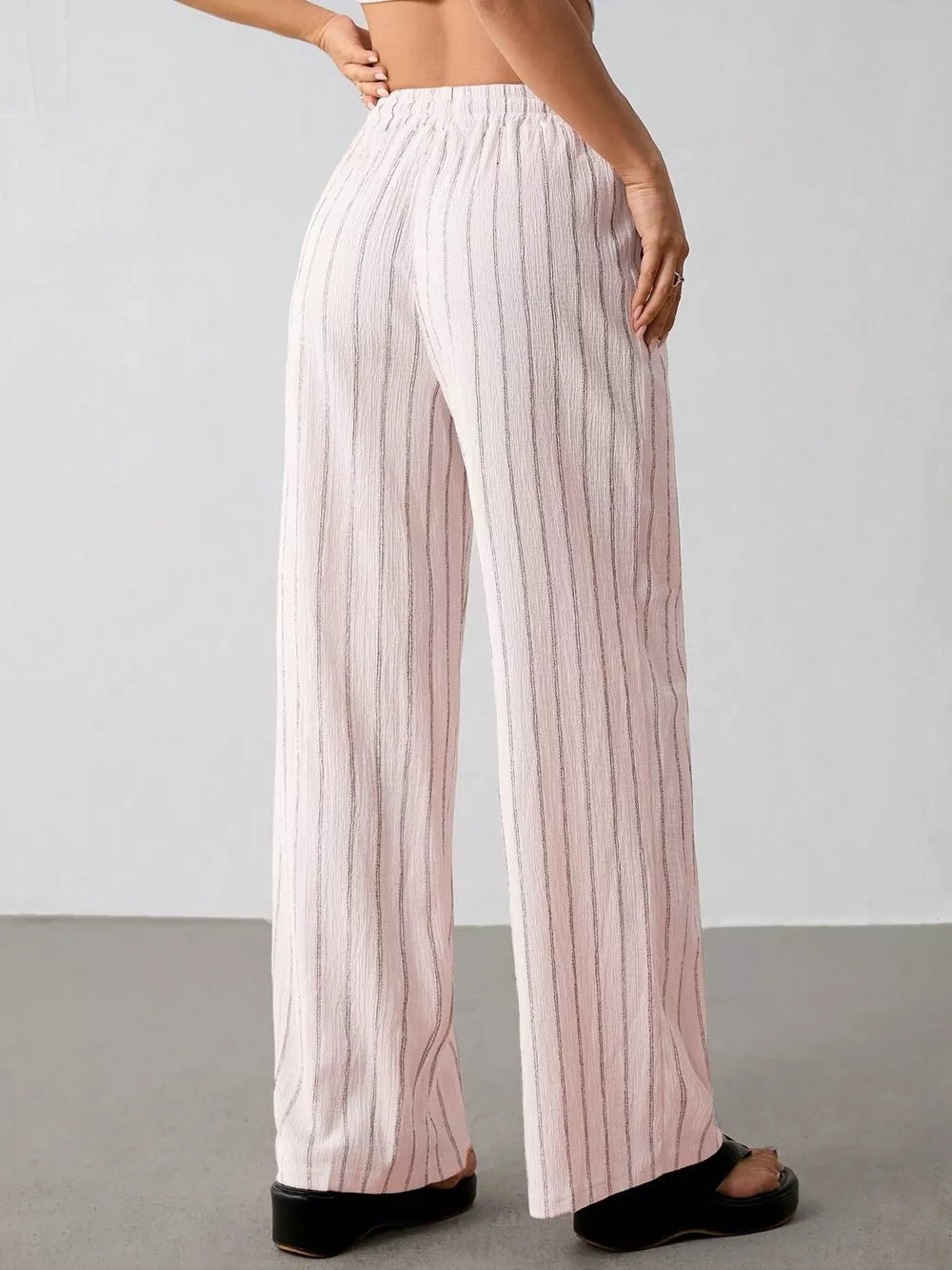 Striped Wide-leg Drawstring Pants, view 26