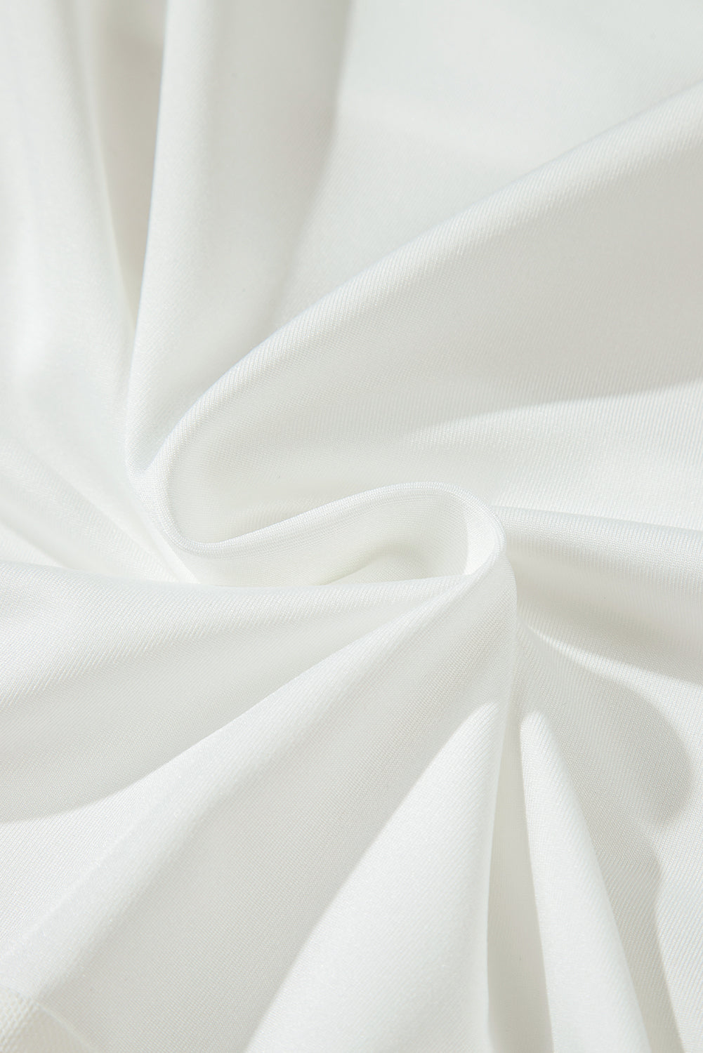 White mesh panel bodysuit with a soft, draped fabric detail.
