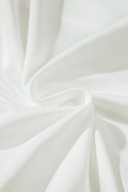 White mesh panel bodysuit with a soft, draped fabric detail.