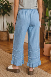 Ruffled Hem Wide Leg Jeans