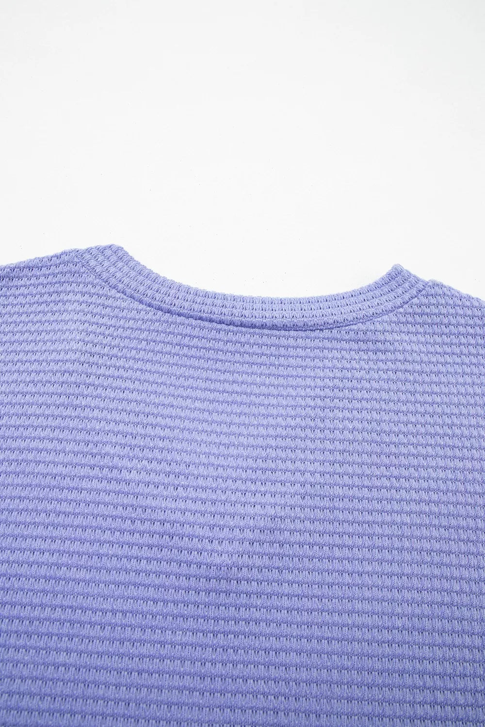 Blue Purple relaxed V-neck waffle knit maternity t-shirt detail