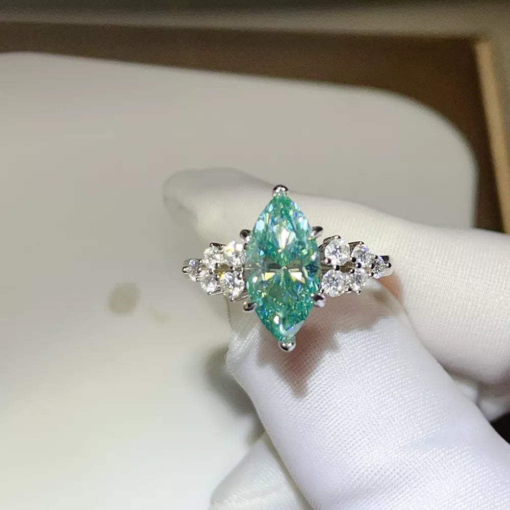 5 Carat Moissanite Solitaire Ring In Sterling Silver, model styling view