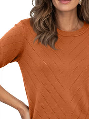 pullover sweater featuring openwork in Navy with 100% polyester Care instructions: Machine wash cold texture