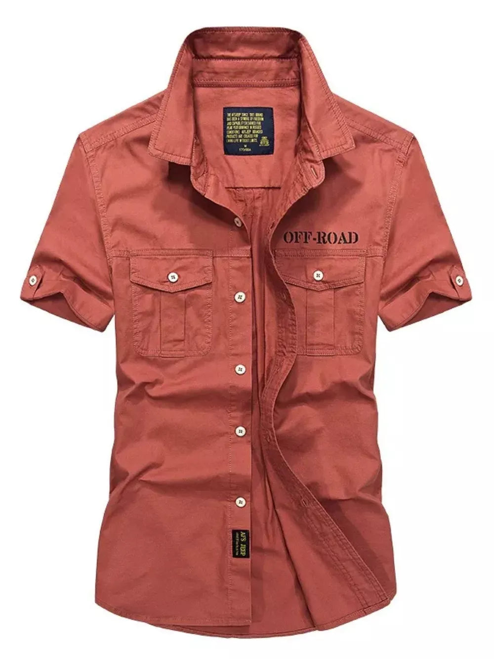 Men S Plus Size Casual Short-sleeve Shirt in Army Green, front view