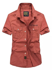 Men S Plus Size Casual Short-sleeve Shirt in Army Green, front view