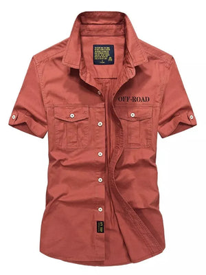 Men S Plus Size Casual Short-sleeve Shirt in Army Green, front view