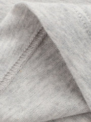 Heather grey cotton toddler t-shirt detail showing seams and fabric texture.