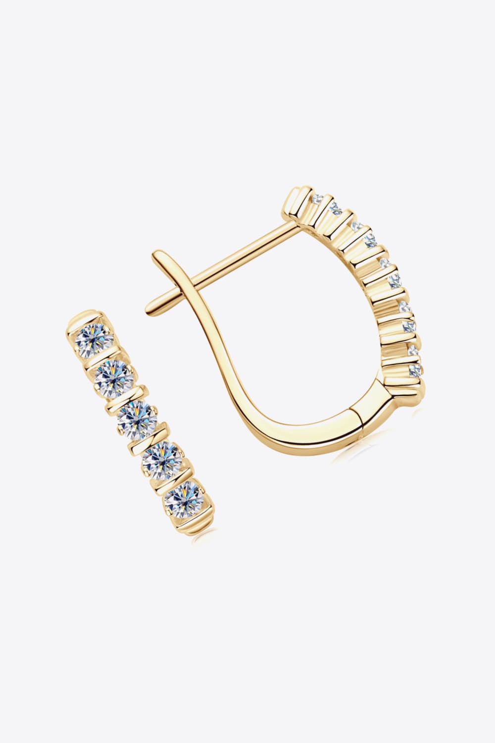 Gold pavé hoop earrings with moissanite stones, 18K gold-plated.