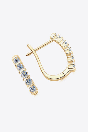 Gold pavé hoop earrings with moissanite stones, 18K gold-plated.